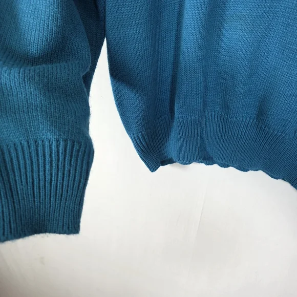 VTG 80s Regency Collection for Joyce Teal Floral Applique Sweater XL - Picture 5 of 10